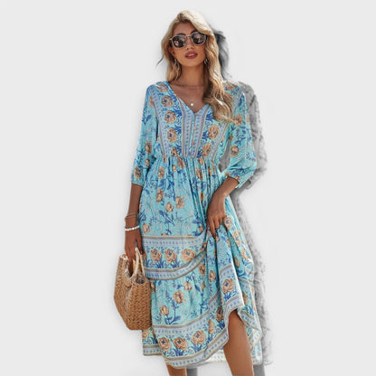Xandra - Elegant Dress with Floral Print