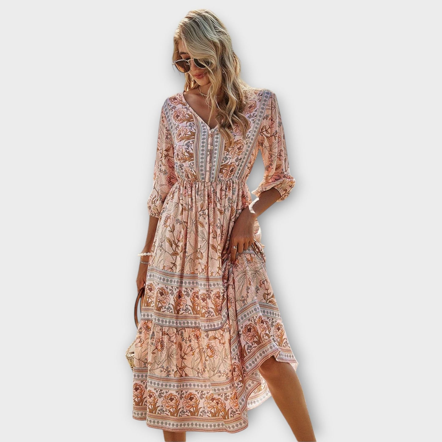 Xandra - Elegant Dress with Floral Print