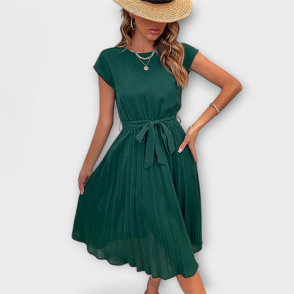 Claire - Short Sleeve, Pleated, Casual Mini Dress