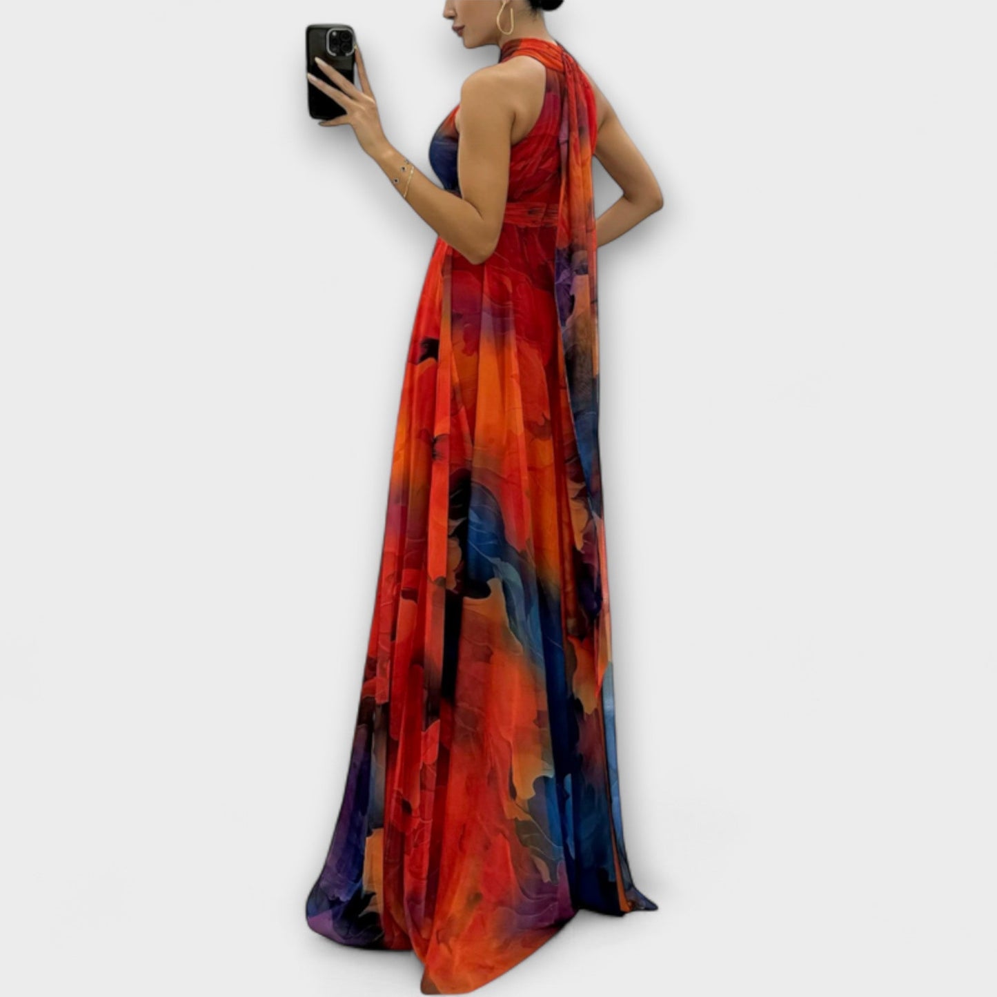Isalie – Floral Pattern Chiffon Maxi Dress